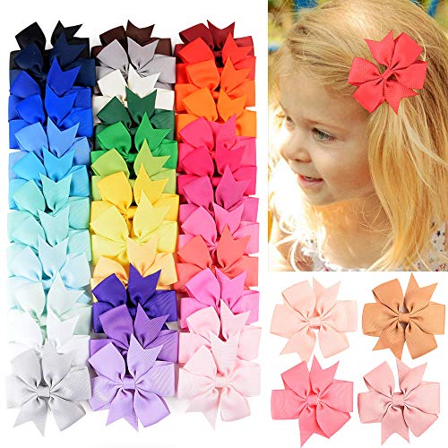 40 Piezas Pinzas Para el Cabello para Bebés niñas Clip de Pelo del Bowknot de Cinta de Grosgrain Suave para niños pequeños