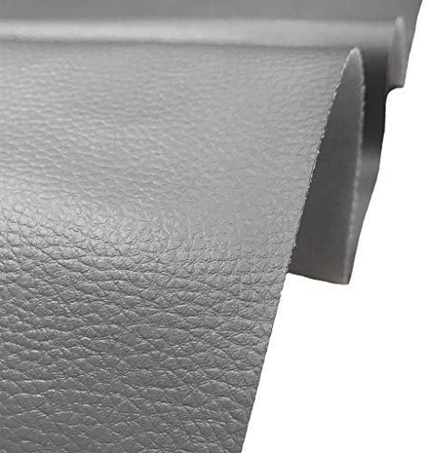 A-Express Tela de grano de cuero de imitación material texturizado por tapizar, Polipiel, Manualidades, vinilo, Cojines o forrar Objetos - Gris Medio Metro 50cm x 140cm