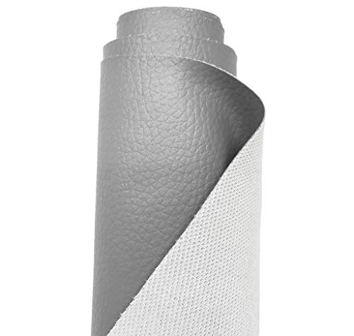 A-Express Tela de grano de cuero de imitación material texturizado por tapizar, Polipiel, Manualidades, vinilo, Cojines o forrar Objetos - Gris Medio Metro 50cm x 140cm