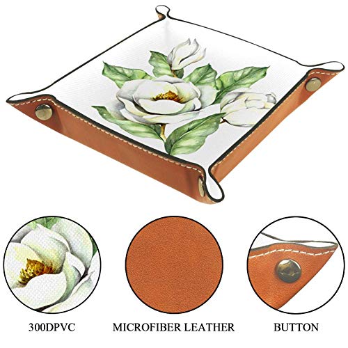 Aglaia Odorata - Bandeja de piel decorativa para joyas, diseño de hebilla, para llaves, teléfono, monedas, relojes, etc., color café