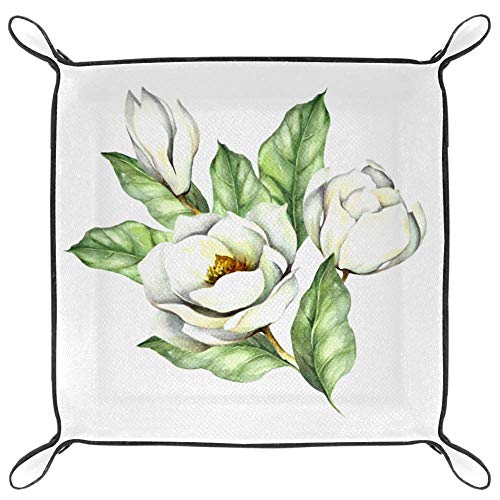 Aglaia Odorata - Bandeja de piel decorativa para joyas, diseño de hebilla, para llaves, teléfono, monedas, relojes, etc., color café