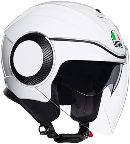 AGV Abierto E2205 Orbyt Solid Casco Moto Jet, Hombre, Blanco Perla, S
