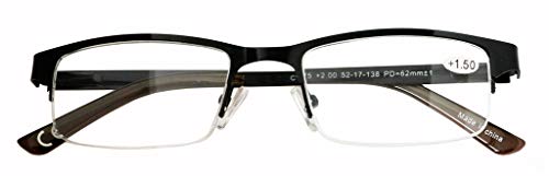 Amcedar 5-pack Gafas de lectura Hombres Medio Marco Estilo Acero Inoxidable Materiales Metal Bisagras de Resorte incluye Gafas sol de Lectura +2.50