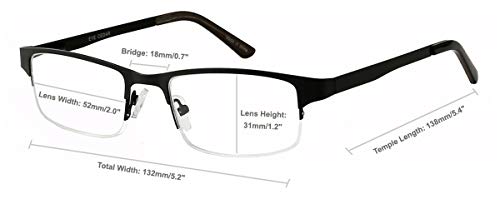 Amcedar 5-pack Gafas de lectura Hombres Medio Marco Estilo Acero Inoxidable Materiales Metal Bisagras de Resorte incluye Gafas sol de Lectura +2.50