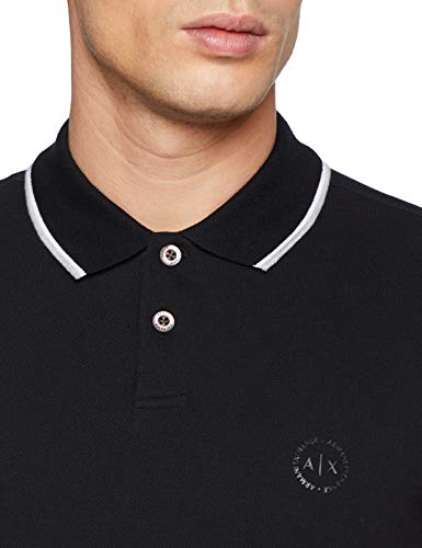 Armani Exchange Double Stripe Polo, Negro (Black 1200), X-Small para Hombre