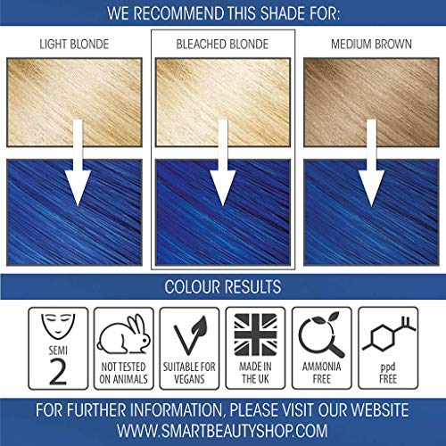 Azul Eléctrico Llamativo Tinte Cabello | Semi-Permanente Color Pelo