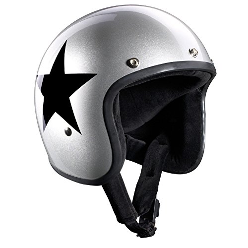 Bandit de ciclismo casco jet Star Silver Jet, Moto, Casco con visera de sol
