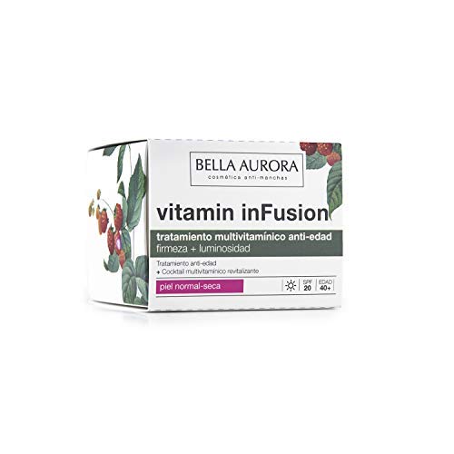 Bella Aurora Vitamin Infusion, Tratamiento Anti-Edad, Ilumina, Unifica el Tono y Atenúa las Arrugas, Anti-Polución, para Piel Normal-Seca, 50 ml