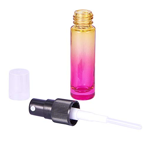 BENECREAT 9 Pack 10ml Botella de Vidrio Pulverizador de Aceites Esenciales Equipado con Cubiertaa Set de Color de Arco Iris, Anti-Volátil