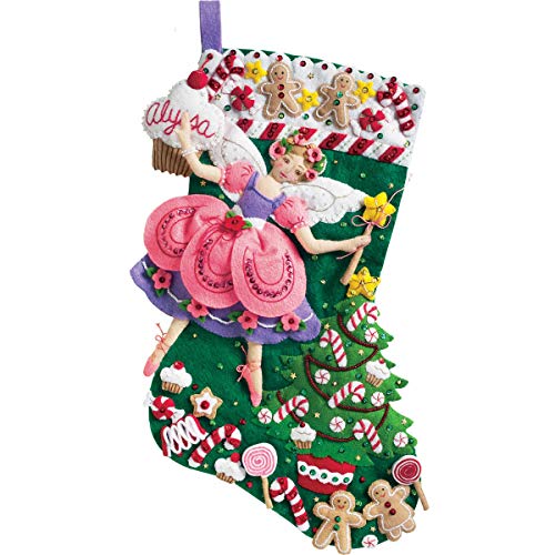 Bucilla Sugar Plum Fairy Calza feltro Applique Kit-18 Lunga