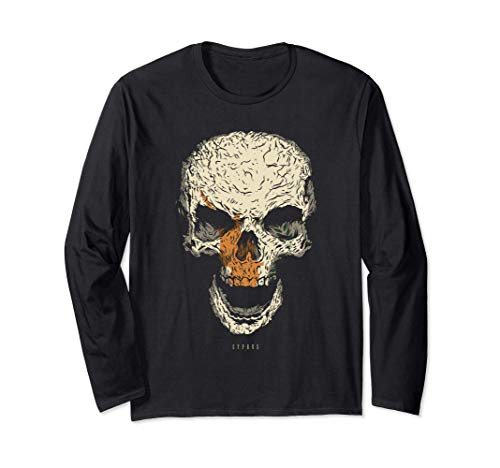 Camiseta Calavera con Bandera de Chipre Cráneo Manga Larga