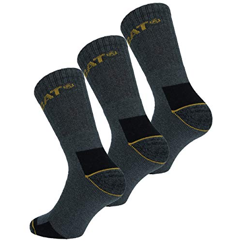 Caterpillar - Calcetines de trabajo de Algodón para hombres, reforzados en el talón y la punta, (Antracita, 43-46), 3 Pares