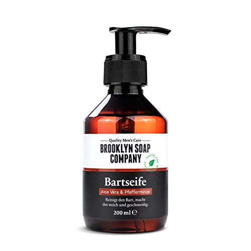 champú y jabón de barba: Beard Wash 250 ml ✔ limpieza y cuidado de la barba - cosméticos naturales de la BROOKLYN SOAP COMPANY ®✔cuidado de barba natural para el hombre moderno y como idea de regalo