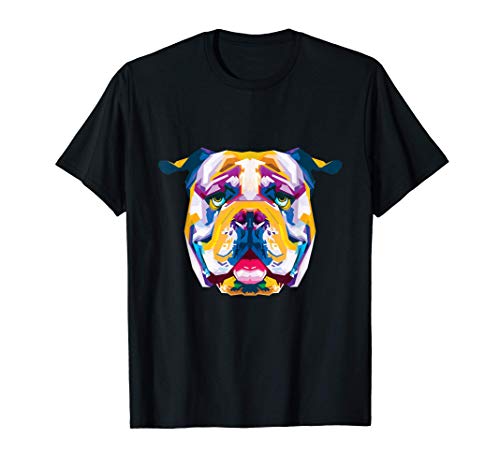 Colorido bulldog inglés Lindo perro geométrico estilo pop ar Camiseta