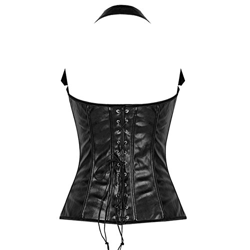 Corset de cuero sintético Steampunk Bustier Plus size Bustier 9 Dimensiones Negro S