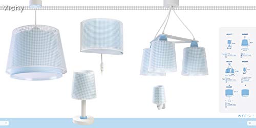 Dalber Lámpara Infantil de techo Vichy Azul, 60 W