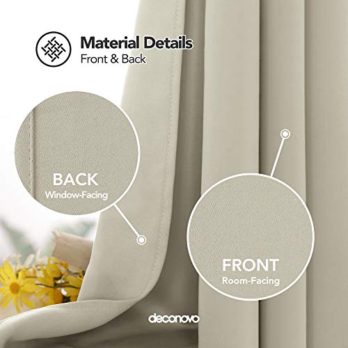 Deconovo Cortinas Opacas Térmicas Aislantes Frío y Calor de Salón Moderna 1 Pieza con Ojales 140 x 260 cm Beige Claro