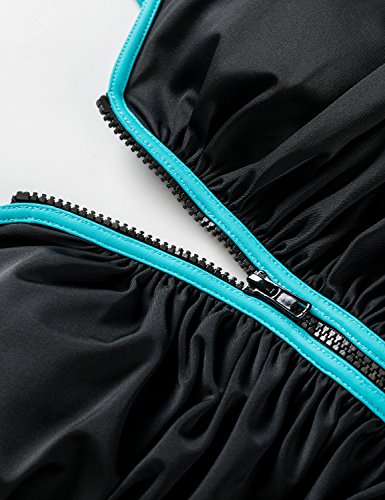 DELIMIRA - Bañador Cremallera Frontal Traje de Baño de Una Pieza para Mujer Multicolor #3 50