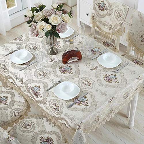 DONGZHI Cordón Tapete de Mesa Sala Manteles, Clásico Camino de Mesa Vestidor Bufandas, Funda de Silla por Hogar Navidad Partido (Color : Beige, Size : 120x150cm)
