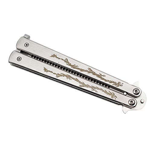 Dylan-EU 1 Pieza Peine Plegable Tipo Mariposa, Acero Inoxidable Peine Mariposa Balisong Herramienta de Mano