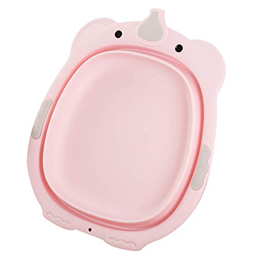 ECOSWAY Lindo Cartoon Bebé Plegable Lavabo Bebé Lavado Bañera Portátil Lavado Lavabo - Rosa