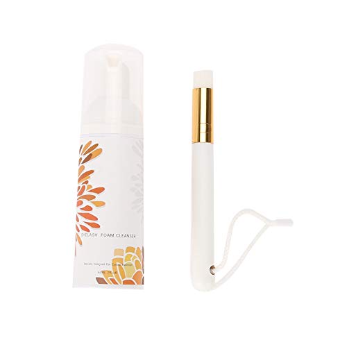 Espuma Limpiadora para Pestañas, Limpiador de Extensión de Pestañas para Ojos y Pestañas Herramienta de Champú(01# Eyelash Cleanser Foam + Gold Brush)