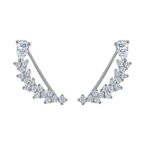EVER FAITH® - 925 Plata Esterlina Valentine's Regalo CZ Barre Oreja Vino Cuff Envuelto Gancho Pendientes 1 Par Claro N07048-1
