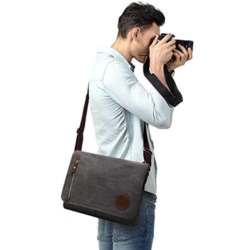 FANDARE Bolsa Mensajero Messenger Bag Crossbody Bolso Bandolera Shoulder Bag 14 Pulgadas Portátil Estudiante Viaje Trabajo Escuela Las Mujeres Hombre Bolso Dark Gris