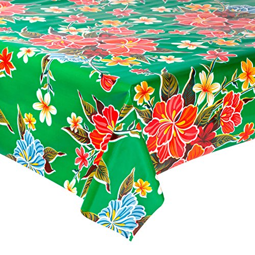 FANMEX - Fantastik - Mantel de Hule para Mesa (120 cm Ancho - Largo por Medio Metros) Modelo Hibisco Verde