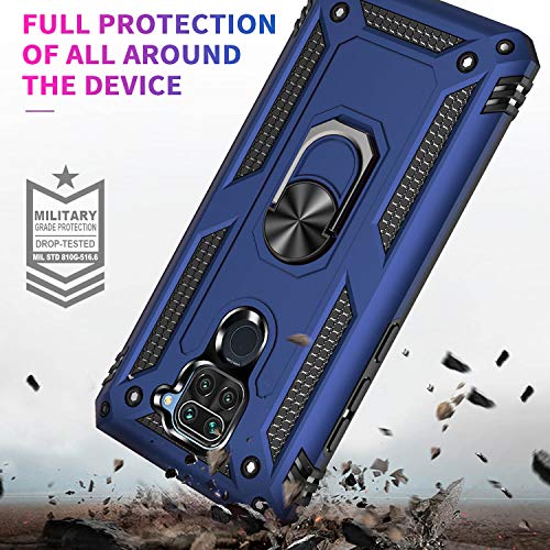 Fetrim - Funda para Redmi Note 9, doble capa a prueba de golpes con anillo de rotación para Xiaomi Redmi Note 9, color azul marino
