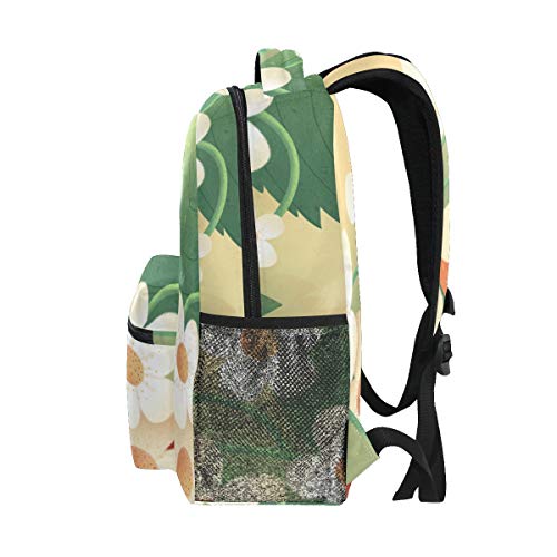 Flor Silvestre Blanca Mochila Escolar Impermeable Mochilas Escolares para Estudiante Adolescentes Niñas Niños