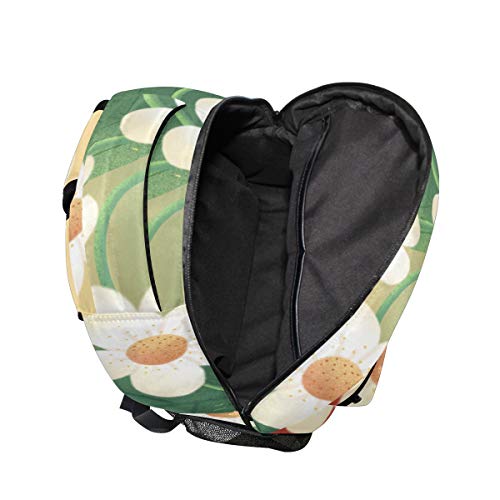 Flor Silvestre Blanca Mochila Escolar Impermeable Mochilas Escolares para Estudiante Adolescentes Niñas Niños