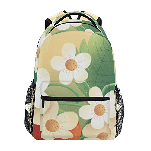 Flor Silvestre Blanca Mochila Escolar Impermeable Mochilas Escolares para Estudiante Adolescentes Niñas Niños