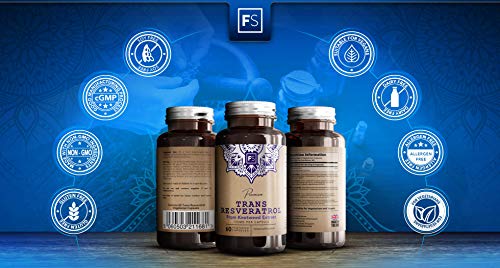 FS Trans Resveratrol 150mg 60 Capsulas Veganas Antioxidantes | Extracto de Alta Potencia para la Salud Cognitiva | Suplemento de Superalimentos - Sin Gluten, OGM o Lácteos