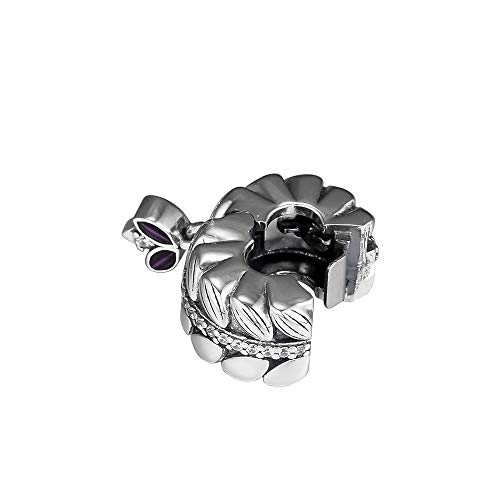 FUNSHOPP 2018 - Clip de energía para el otoño de plata de ley 925 con esmalte color morado claro CZZ para pulseras Pandora
