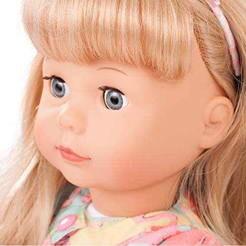 Gotz 1990310 Precious Day Girls Jessica Amor de flamencos - Muñeca de pie de 46 cm de Altura, Pelo Largo Rubio, Ojos Azules para Dormir Juego de 7 Piezas