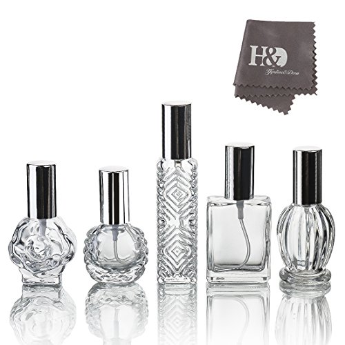 H y D claro Vintage de vacío recargable atomizador de perfume botella de cristal para boda regalos decoración del hogar conjunto de 5