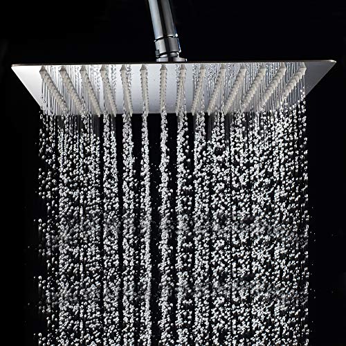 Ibergrif M20292 Rociador Cuadrado, Alcachofa de Ducha de Acero Inoxidable, Plata, 8 Pugladas, Diámetro de 20 cm