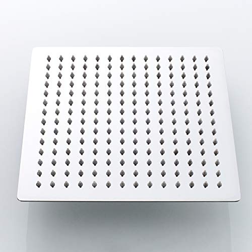 Ibergrif M20292 Rociador Cuadrado, Alcachofa de Ducha de Acero Inoxidable, Plata, 8 Pugladas, Diámetro de 20 cm