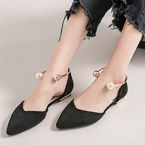 Jamron Mujer Dedo Punteado Terciopelo Bailarinas Elegante D'orsay Pumps Plano Zapatos de Vestir Negro SN02800 EU36