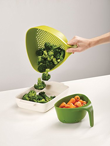 Joseph Joseph Nest Colador Doble Cesta, Verde, 21 x 21 x 11.5 cm, 2 Unidades