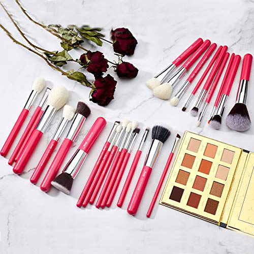 Juego 25 pzas. de brochas de maquillaje profesional de marca Jessup Base de maquillaje Belleza Cosmética Power Blushes pestañas Lápiz labial Cepillo de pelo natural-sintético