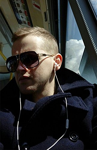 kimorn Gafas De Sol Para Hombres Retro Mirada Sorprendida Metal Marco Clásico AE0336 (Oro&Negro, 62)