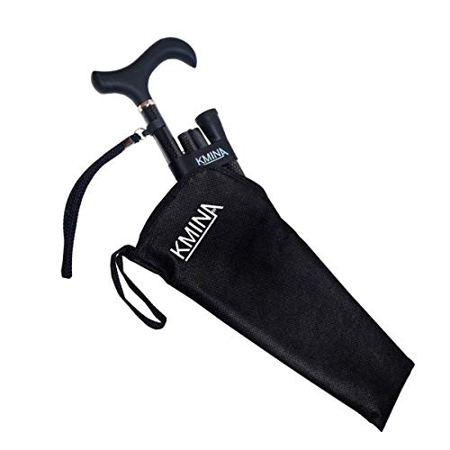 KMINA - Bastones plegable para mayores, Bastones para ancianos, Baston plegable mujer/hombre, Bastón elegante, PRO Fibra Carbono Plegable