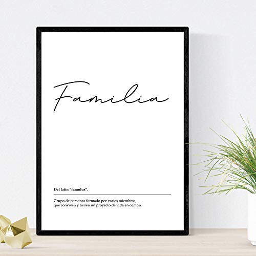 Lámina Palabra Familia Lámina nordicas blanco y negro. Poster 250 gr y tintas alta calidad Tamaño A4 Sin marco
