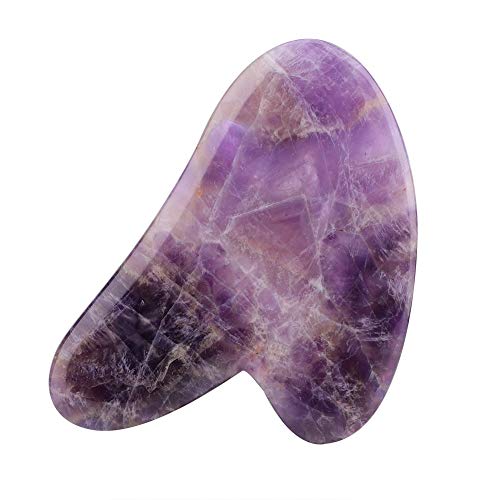 Leinggg Masaje de la Herramienta Kit-Jade Natural Grupo de Rodillos de Amatista Cabeza del Doble de la Piedra del Jade del Rodillo y el desguace de Guasha Placa Frontal Kit de Herramientas de Masaje