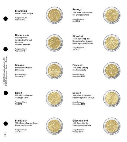 Lindner 1118-11 Página ilustrada para monedas conmemorativas de 2 EURO, cronológicos: de Eslovenia 2013
