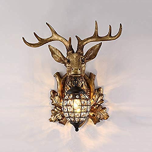 Luz decorativa Antler deer head lámpara de pared country estilo retro sala de estar mesita de noche decoración dormitorio bar craft lámpara de pared