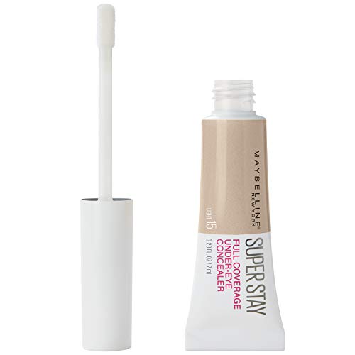 Maybelline New York Super Stay 24H Corrector de Ojeras Alta Cobertura y Larga Duración Tono 15 Light Color Claro