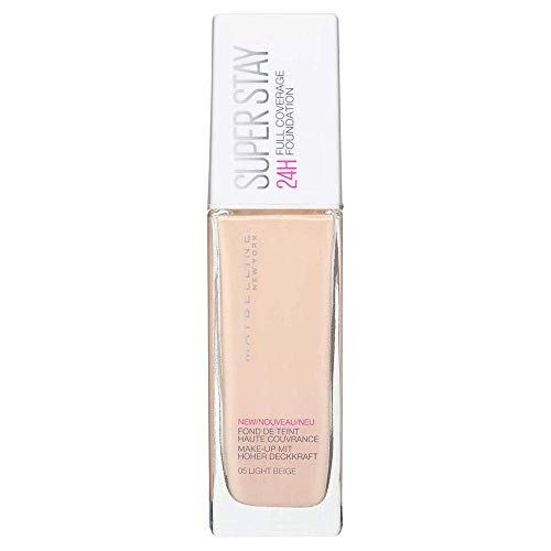 Maybelline New York - SuperStay 24H, Base de Maquillaje Semi-Mate de Alta Cobertura, Tono 05 Light Beige
